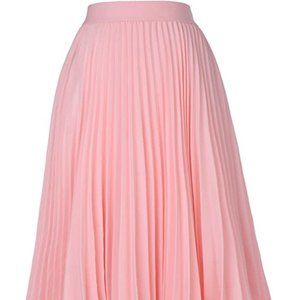 Kate Kasin Pink Pleated Midi Skirt
